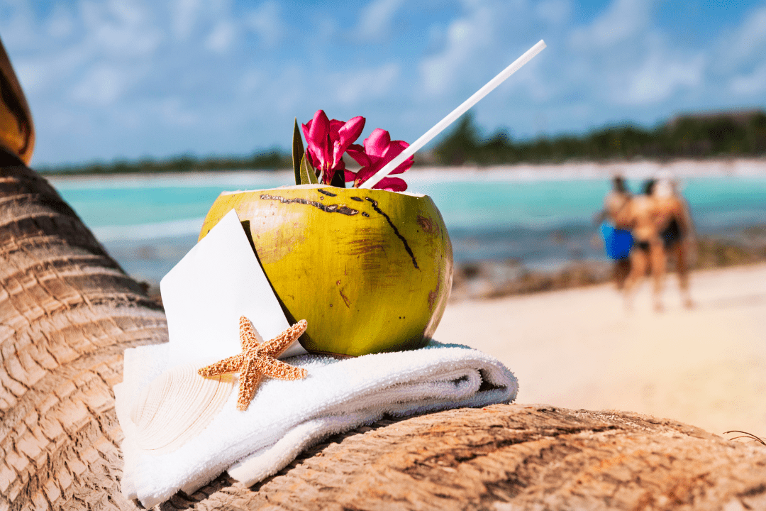 Relaxing Beach Vibes with Coconut Drinks